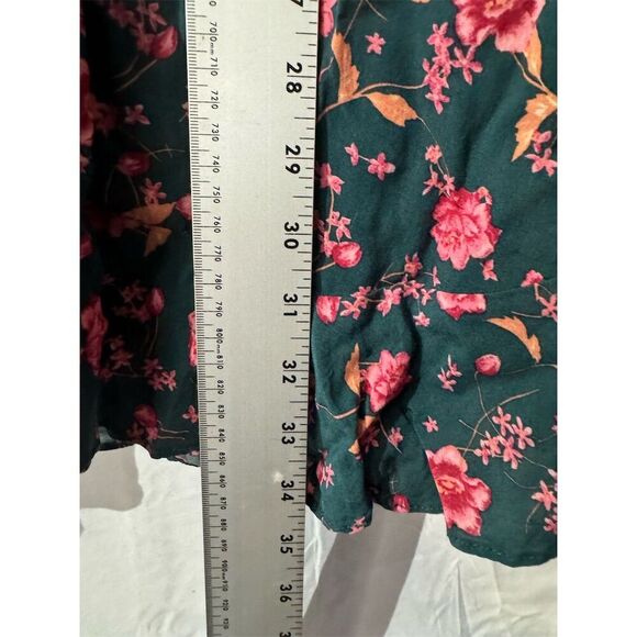 Free People Boho Floral Dress M Green Pink Long Sleeve Button Peasant Tunic - Picture 10 of 10